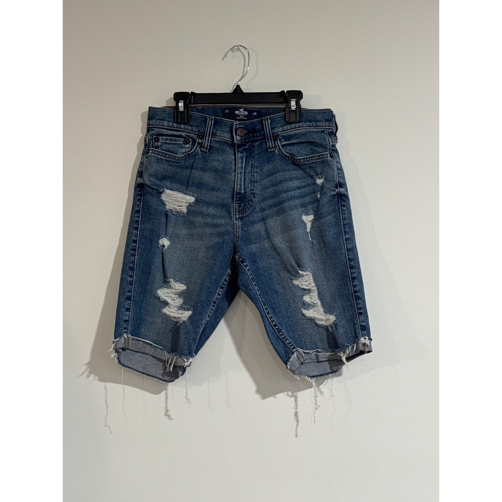 y2K Shorts Hollister Epic Flex Slim Denim Mens 26 Blue Distressed‎ Frayed Hem